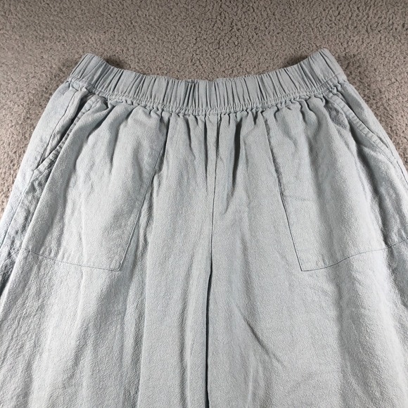Laude The Label Pants Womens L Blue Crop Everyday Wide Leg Elastic Waist Lined - Picture 2 of 14